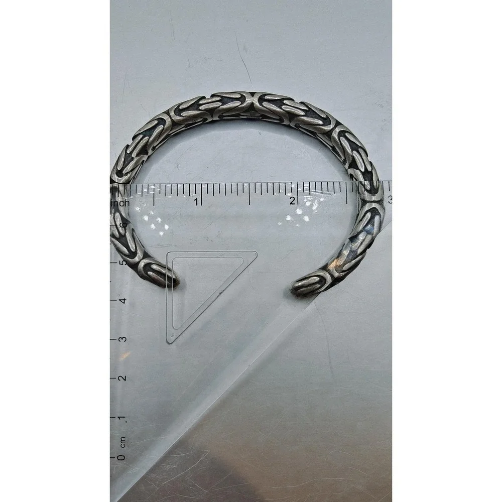 Heavy Sterling Silver Byzantine Kings Braid Cuff Bracelet 60g